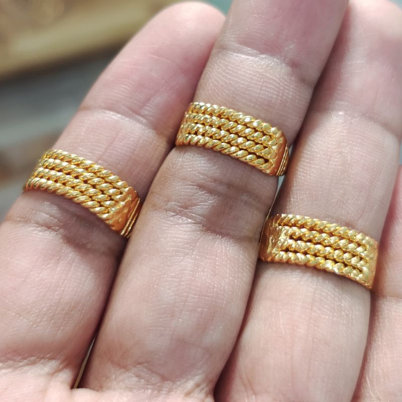 Cincin Lilit Baris Lapis Emas Asli