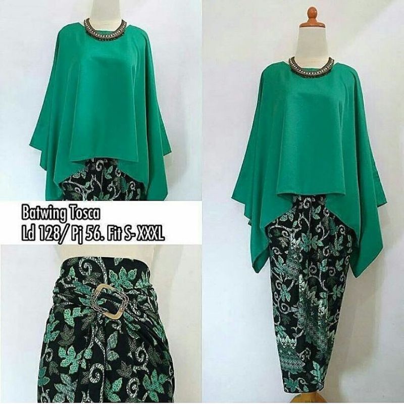 IndahKebaya | SETELAN KEBAYA JUMBO / KEBAYA KALONG BATWING / KUTUBARU ALL SIZE LD 130 / MODERN AKAD