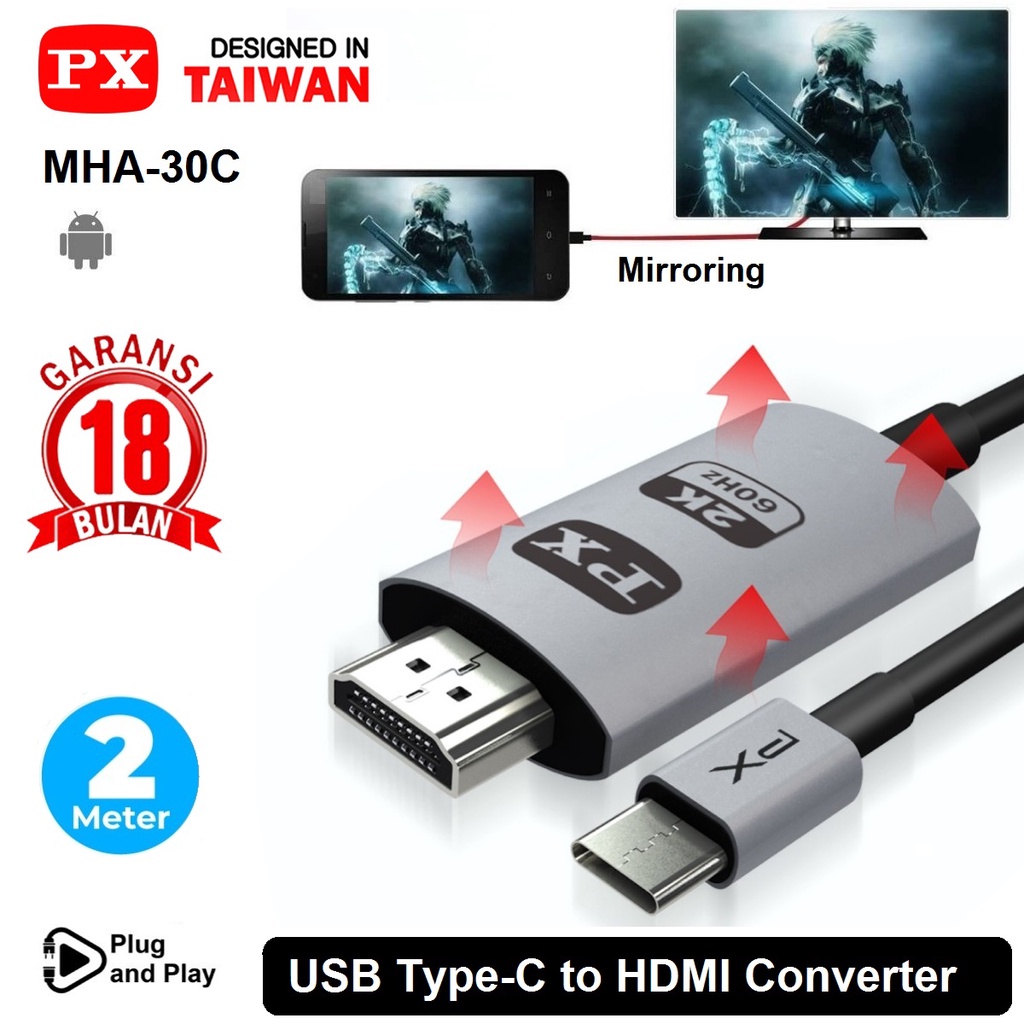 PX MHA-30C Kabel MHL Mirroring Type-C to HDMI Converter