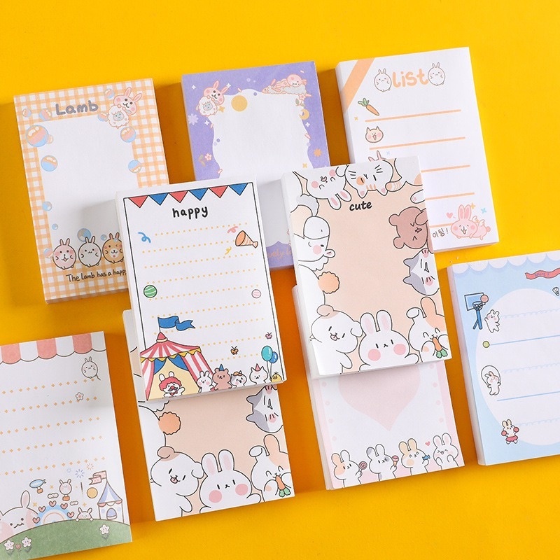 Magic789 Cute Cartoon Rabbit Short Sticky Note Message Paper Self-Stick Memo Pads for School Office