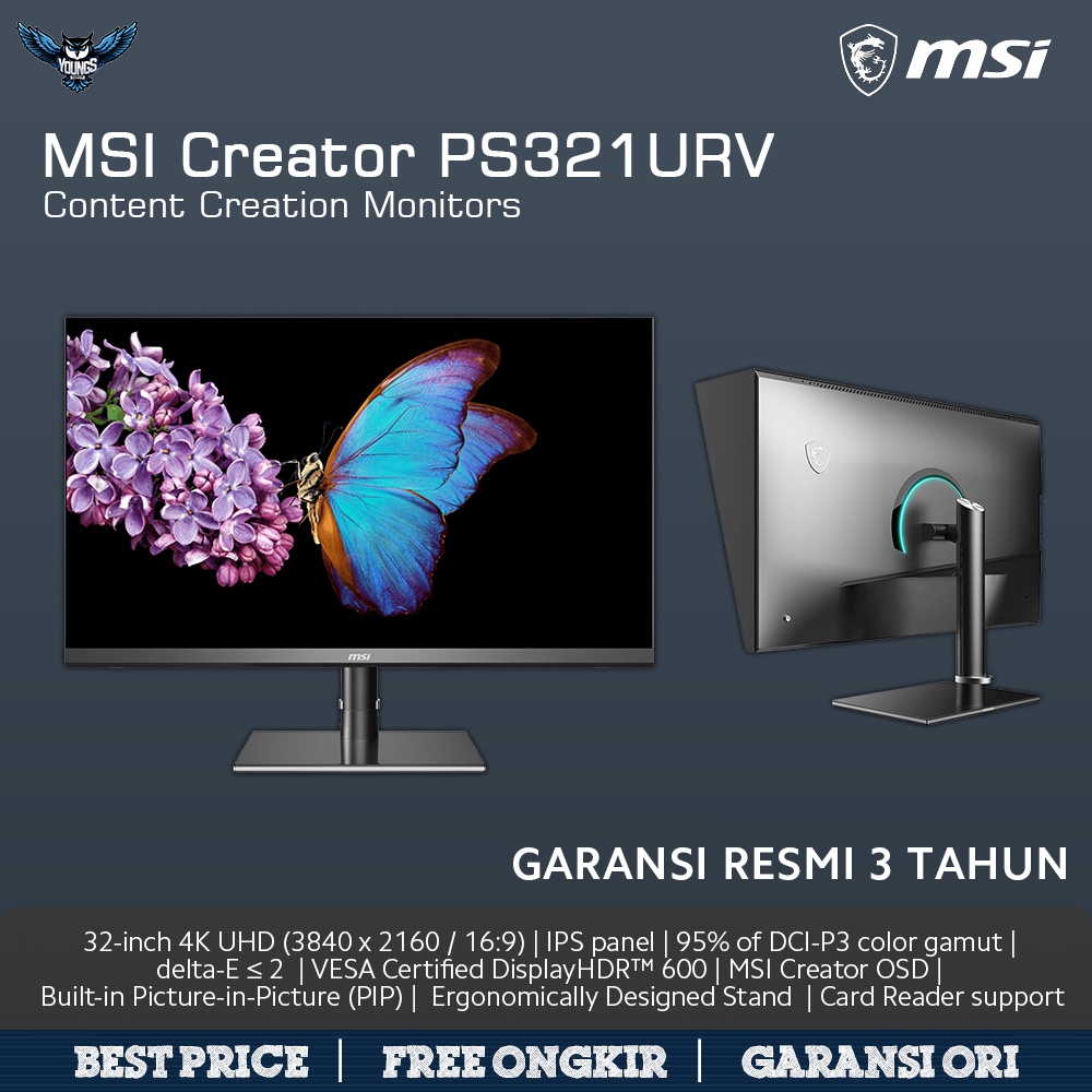 LED MSI CREATOR PS321URV 32&quot; IPS 4K UHD | Monitor Design for Editing