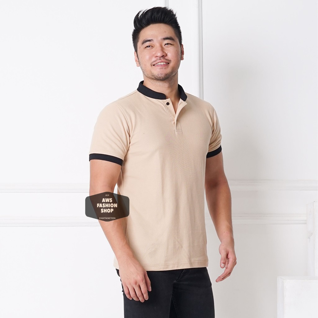 Kaos Polo Pria Polo Shirt Kerah Shanghai  Lengan Pendek Mocca Coklat Susu BIG SIZE JUMBO XXL / 3XL