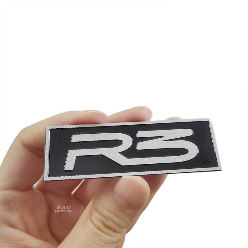 1pc Stiker Emblem Logo R3 Bahan Metal Untuk Dekorasi Mobil R3