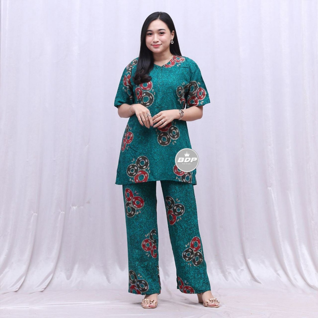 TERBARU | SETELAN BAJU TIDUR PIYAMA BATIK CAP |RAYON GRADE A  |  BAJU TIDUR PIYAMA BUSUI RESLETING DEPAN-3