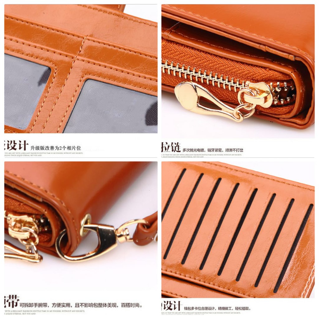 DOMPET PANJANG COKLAT KULIT TYSAND WA046B7 IMPORT PREMIUM WANITA MURAH BRANDED FASHION KOREA TALI