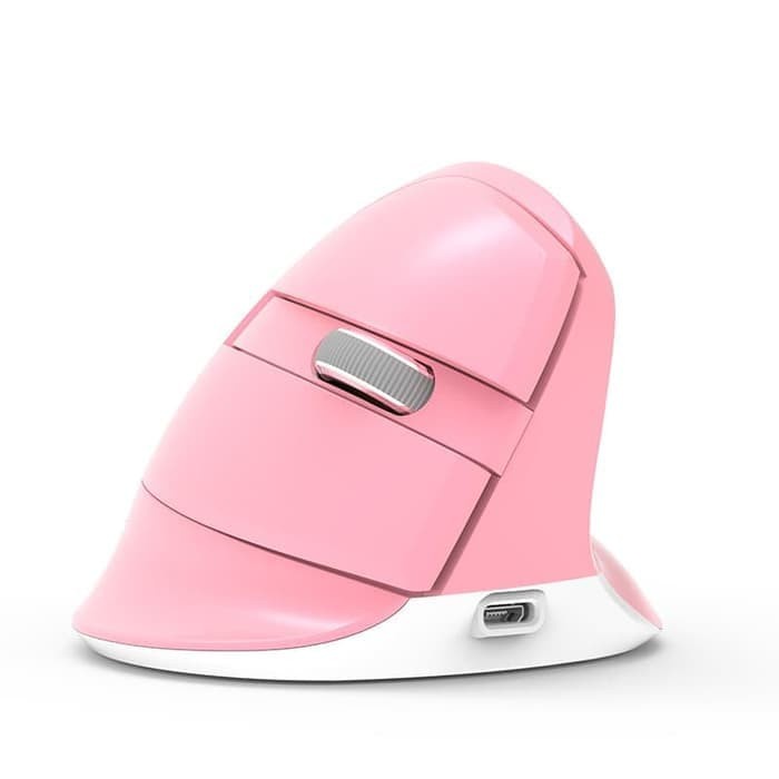 DELUX M618 Mini Pink Bluetooth + Wireless RGB Vertical Mouse Ergonomic