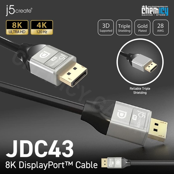 j5create JDC43 8K DisplayPort / Display Port Cable