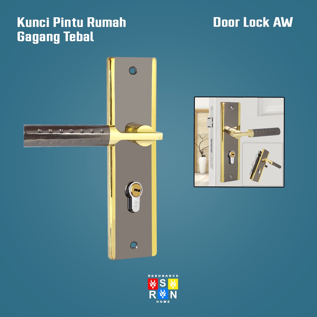 Set Gagang Kunci Pintu Rumah Tanggung 25CM Bahan Stainless Tebal Resonance Home