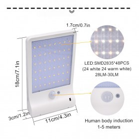 Lampu Solar Outdoor 48 LED 7 Color Temperature +Remote 2700-6000K - 1501B - Black