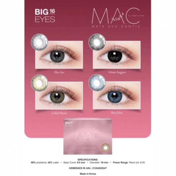 SOFTLENS MAC MATA AKU CANTIK BY X2 FREE LENSCASE / SOFLENS / SOFTLEN / EDP