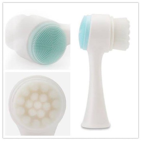 ALAT CUCI MUKA 2IN1 FACIAL CLEANSING BRUSH SILICONE SIKAT PEMBERSIH WAJAH PORI 2 SISI BULU LEMBUT HALUS SILIKON | FADHILAH SHOP BJB