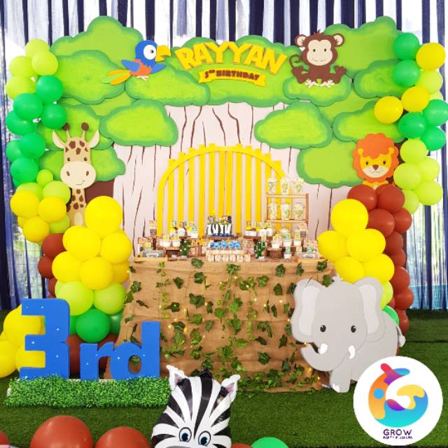 Paket Ulang Tahun Anak /Dekorasi Ulang Tahun/Kids Birthday Table Dessert  Tema Binatang/Jungle