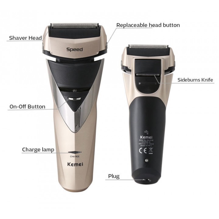 Kemei KM-8102 3D Reciprocating Triple Blade Electric Shaver Waterproof Full Washable Rechargeable