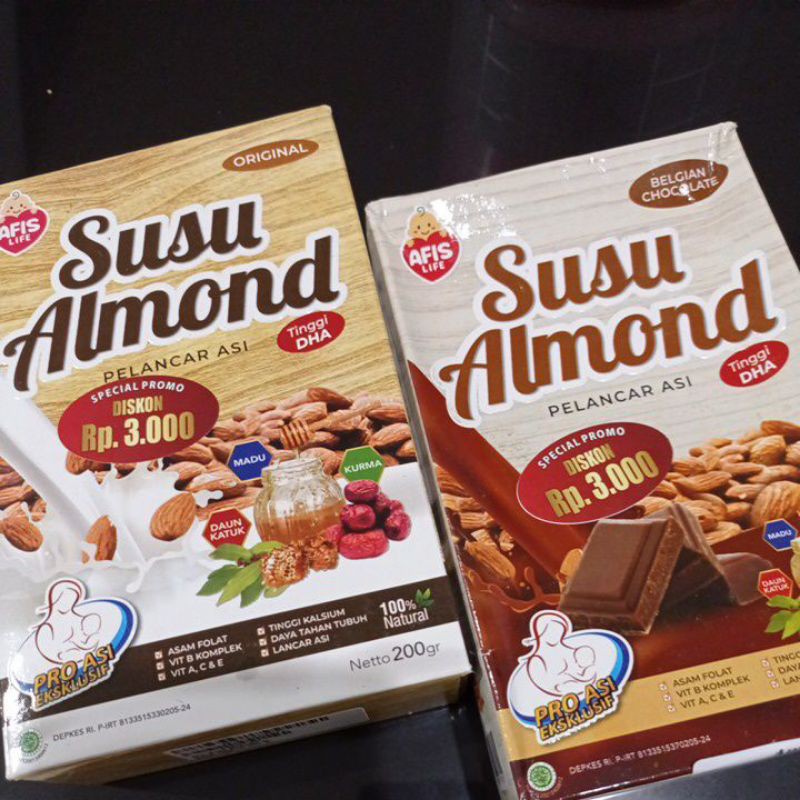 Afis Life susu almond pelancar asi booster original chocolate 200gr