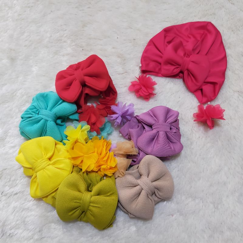 Turban Bayi Pita Anting Bunga Ciput anak Branded