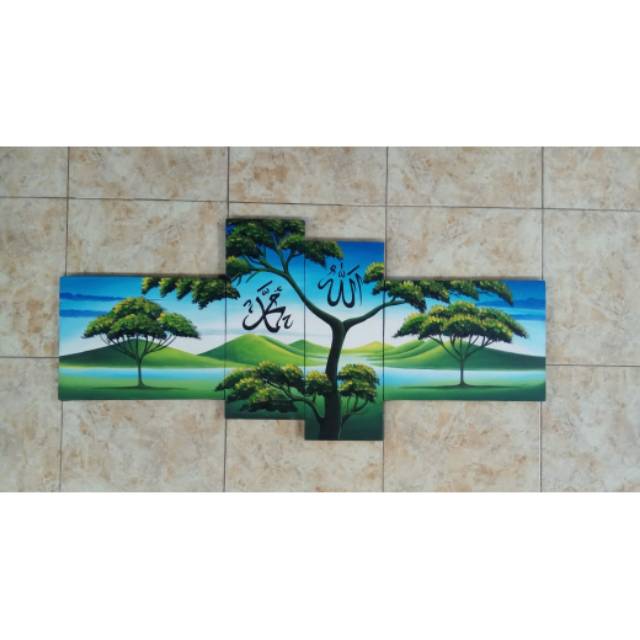 Lukisan kaligrafi pemandangan alam  natural