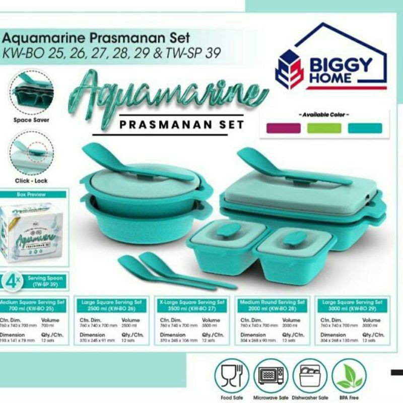Biggy Home Aquamarine Prasmanan Set Wadah Saji Plastik