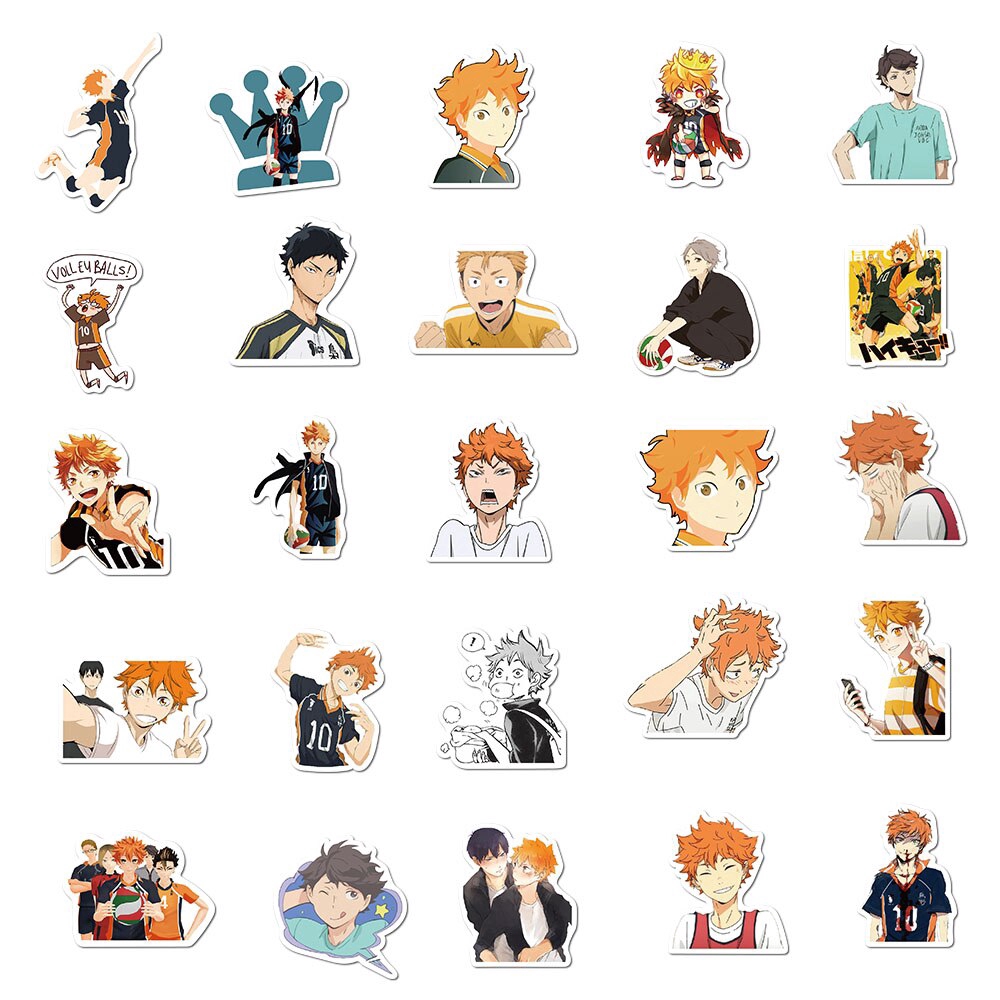 52pcs Haikyuu Waterproof Japanese Anime Stickers For Skateboarding Guitar Guitar Laptop Computers