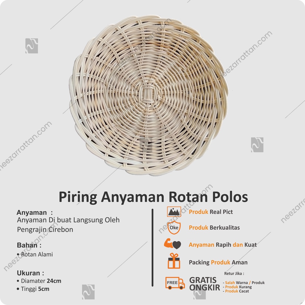 Piring Makan Saji Anyaman Rotan Asli Cirebon Warna Cantik Unik Kecil Cekung Harga Murah Grosir