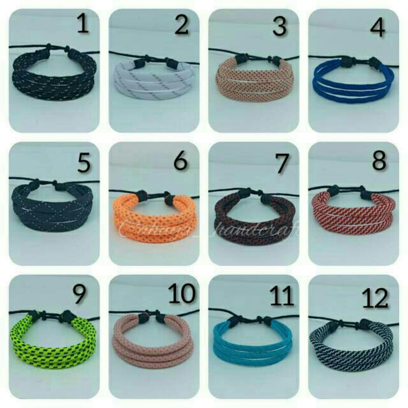 12pcs Gelang Tali Paracord 3 Rangkap Random