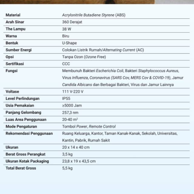 LAMPU SMART UV/SMARTUV MEMBUNUH VIRUS-BAKTERI-JAMUR-TUNGAU