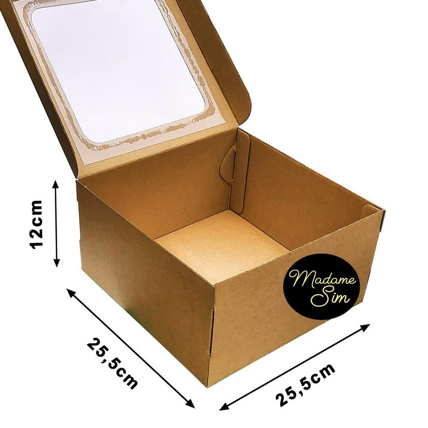 

KOTAK KUE - CAKE BOX 25 x 25 x 12 CM - COKLAT + JENDELA (ISI 10 PCS)
