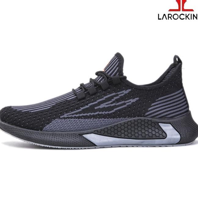 Larocking - Dalton Hitam Abu | Sepatu Sneakers Running Gym