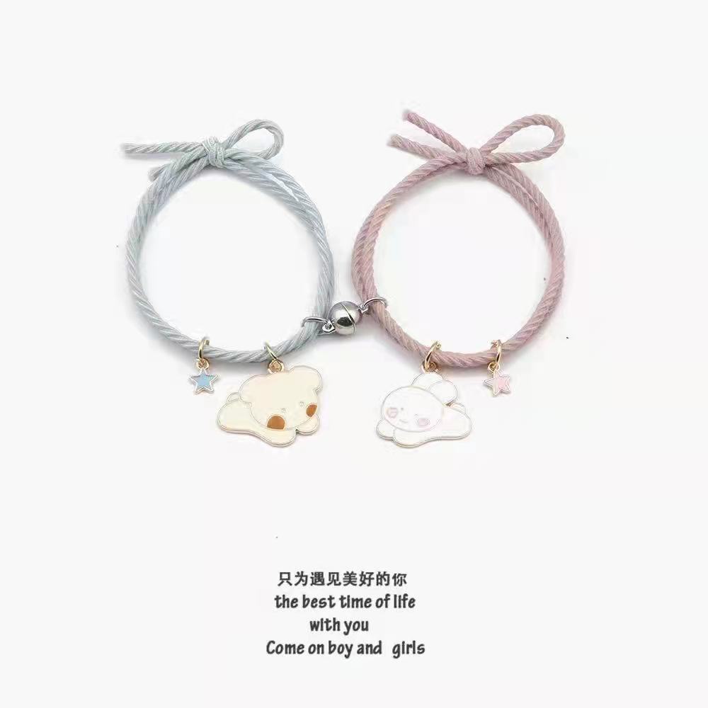 cod★ready★ 2 pcs gelang tali couple import dengan magnet bracelet pasangan persahabatan globallagilaku