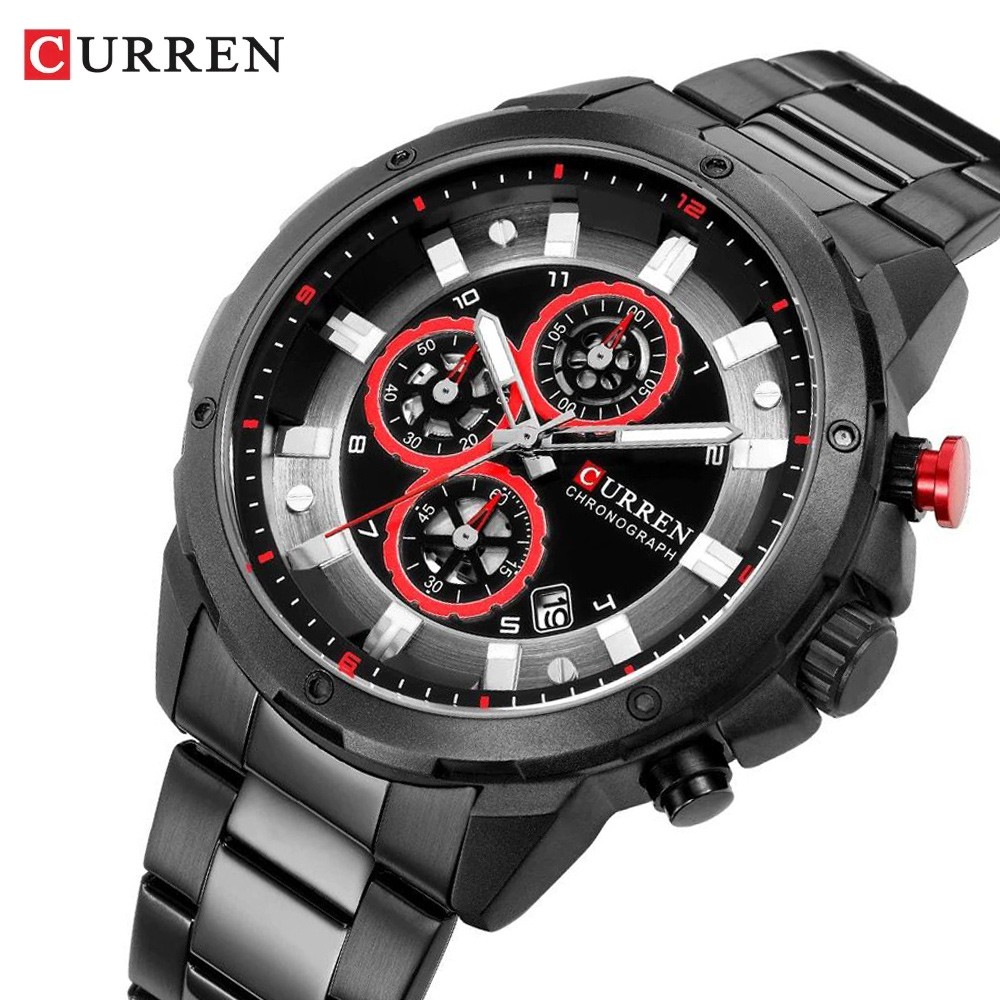 CURREN 8323 Jam Tangan Pria Analog Stainless Steel Chronograph Aktif WATCHKITE WKOS