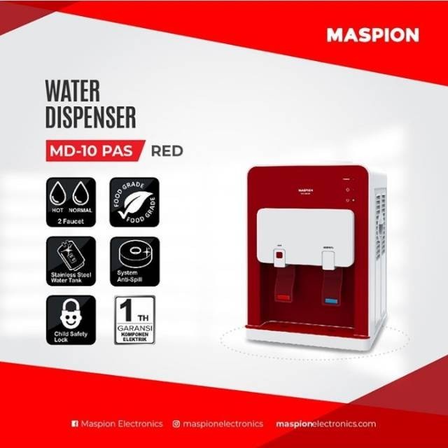 Dispenser Air Maspion MD-10 PAS Hot Normal Water Dispenser Panas Normal