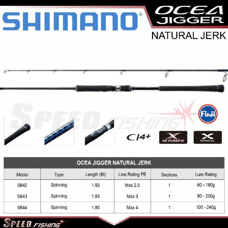 Joran Shimano Ocea Jigger Naturaljerk S644 S642 Spinning Jigging
