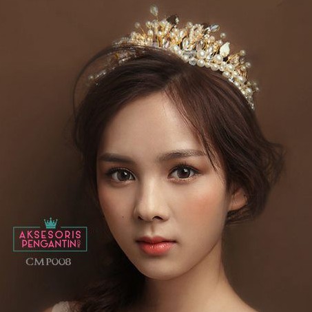 [READY STOCK] AKSESORIS PENGANTIN CROWN MAHKOTA MUTIARA HIASAN RAMBUT CMP008