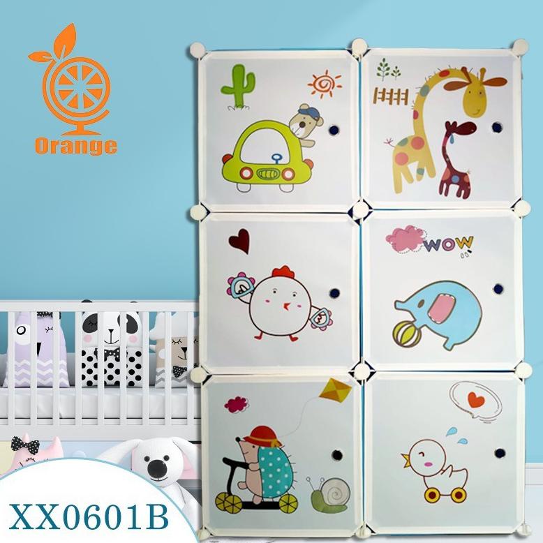 LEMARI PLASTIK 6 PINTU LEMARI PORTABLE RAK PAKAIAN LEMARI BAJU ANAK DAN DEWASA LEMARI PAKAIAN BERMOT