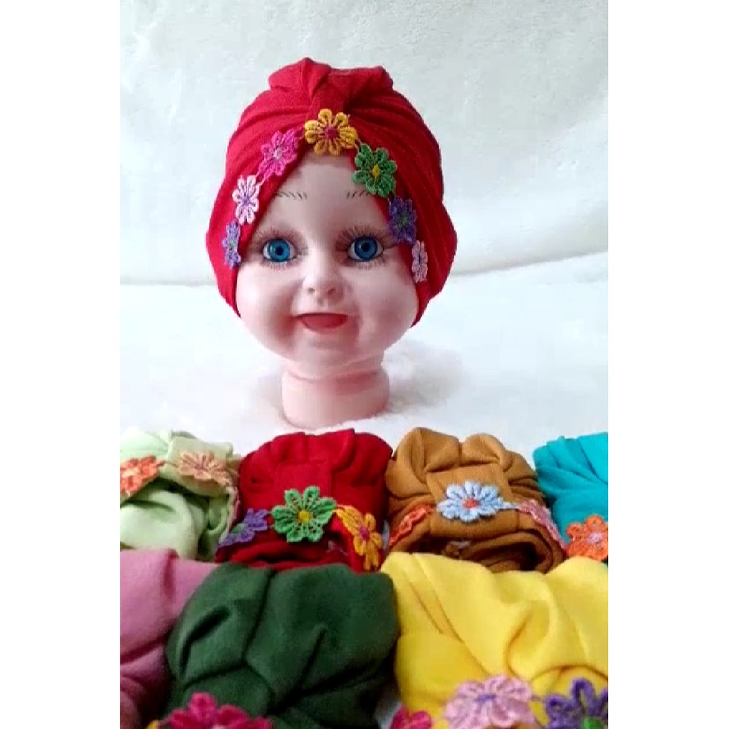 Turban Anak Melati Pelangi/ Turban Bayi Lucu Murah/ Turban Anak Instan