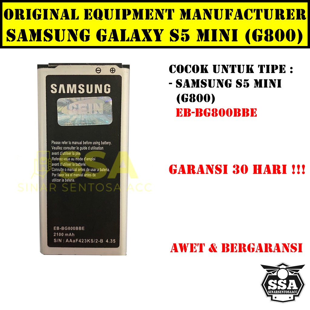 Baterai Original OEM Samsung Galaxy S5 Mini G800 EB-BG800BBE S5Mini EBBG800BBE BG800BBE HP Ori Battery Batrai Batre Batu Batere GARANSI AWET MURAH