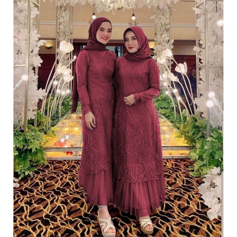 XOS - MAXI GERALDINE / DRESS TILE MUTIARA / FASHION MUSLIMA / COD✅ (Good Quality)