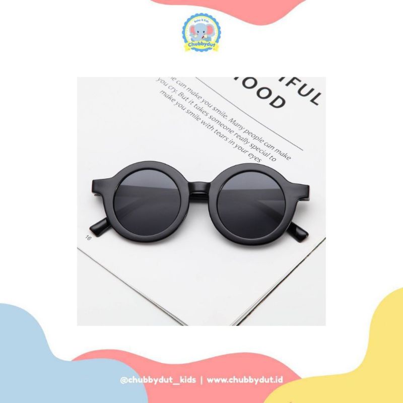 Kacamata anak bulat Retro Kacamata Hitam Anak Bayi Balita Kekinian unisex chubbydut-Black