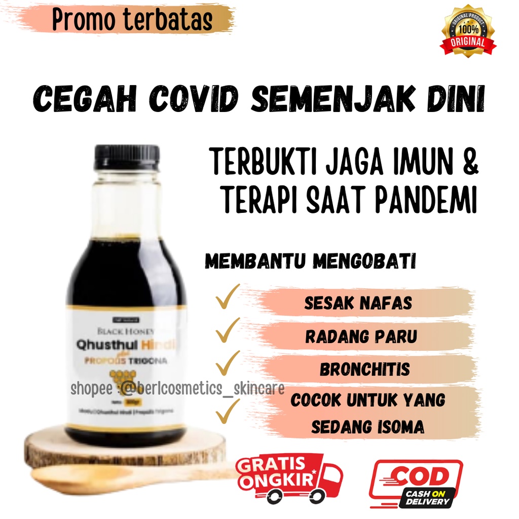 Black Honey Qusthul Hindi Propolis Menjaga Imun Madu Hitam Herbal Alami Aman Sehat