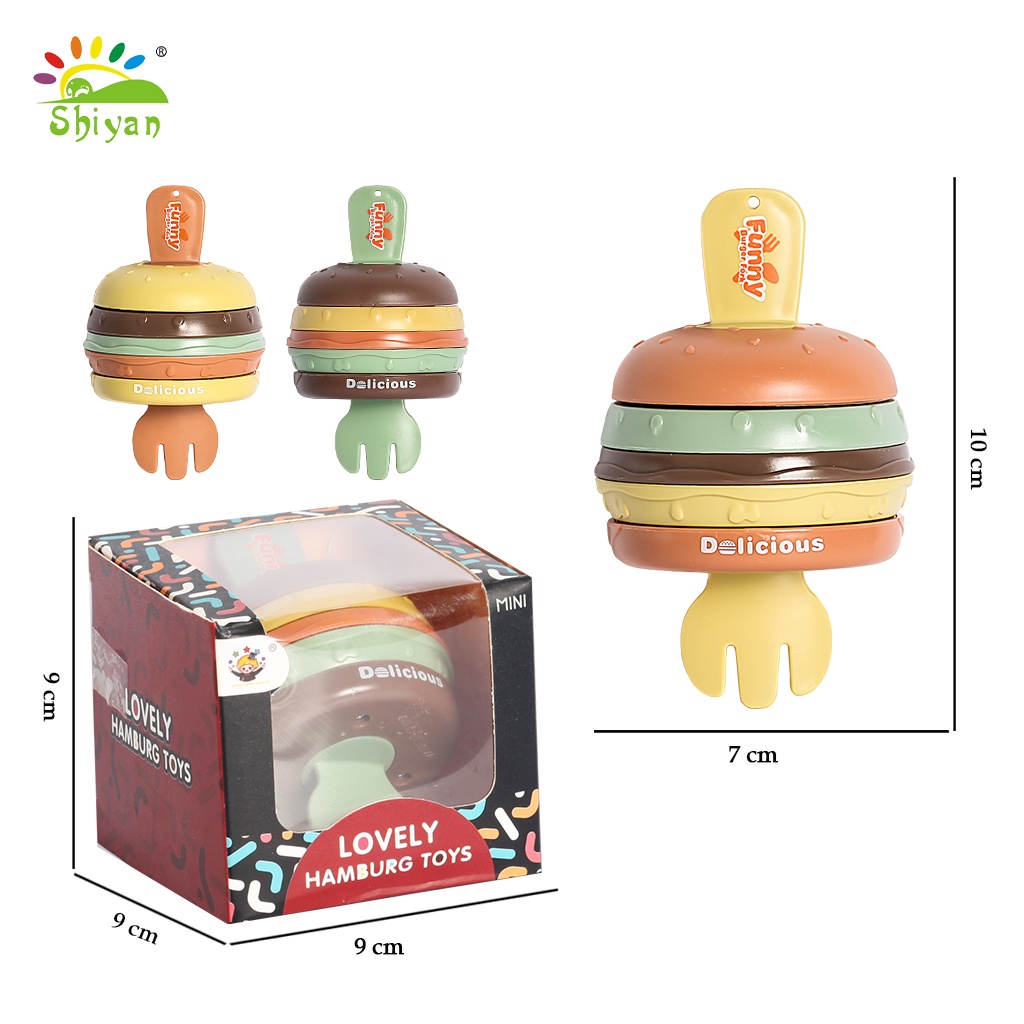 [Shiyan] mainan mini hamburger dengan garpu mini mainan lucu lovely hamburg toys mini fork pengiriman RANDOM / ACAK