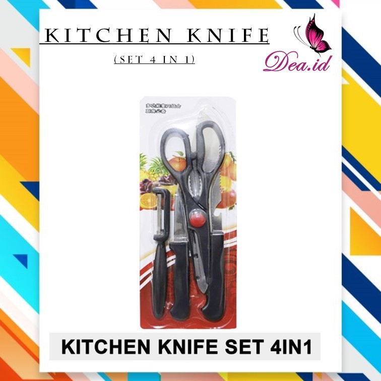 [DEASTORE] SET GUNTING &amp; PISAU DAPUR 4 IN 1 - KITCHEN KNIFE SET 4 IN 1 - PEELER PENGUPAS BUAH