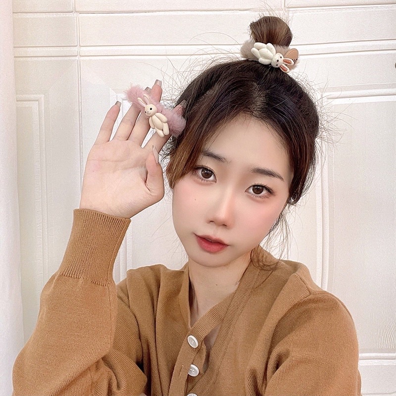 IKat Rambut Korea Motif Bulu Bulu Coklat Lucu Fashion Anak Perempuan Wanita Dewasa Bulu Halus Gelang Kuncir Rambut Anak Gaya Korea Motif Bulu Aksesoris Rambut Murah