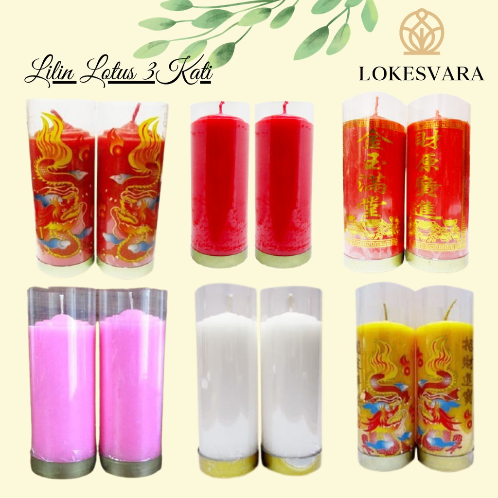 Lilin Pilar Puja Sembahyang Parafin Lotus 3 Kati