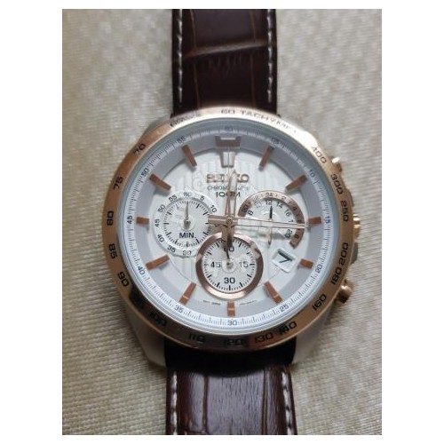 Seiko Quartz SSB306P1 Chronograph Brown Leather - Jam Tangan Pria SSB306