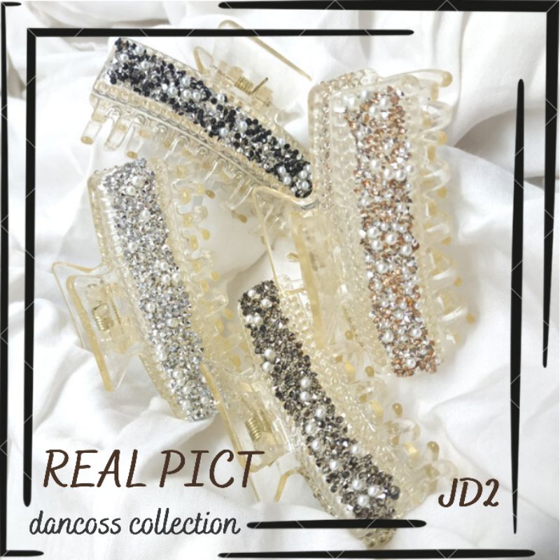 Jepit ikat rambut jumbo besar permata mutiara mewah