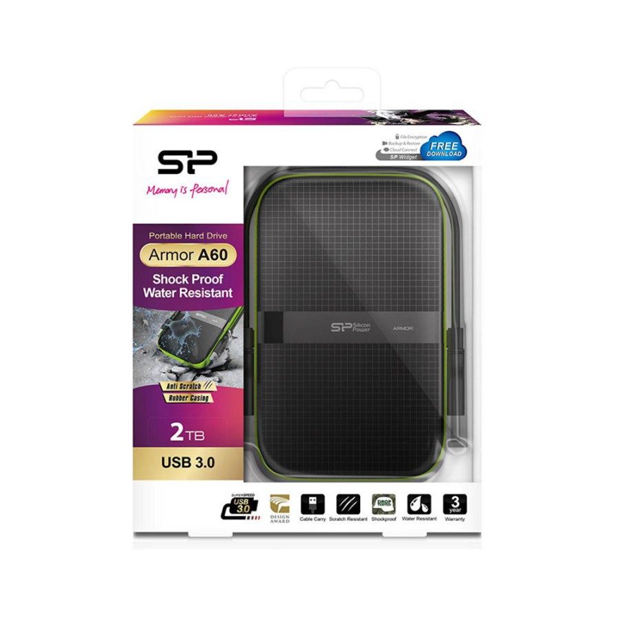 Silicon Power HDD Armor A60 Harddisk Eksternal 2TB - Shockproof