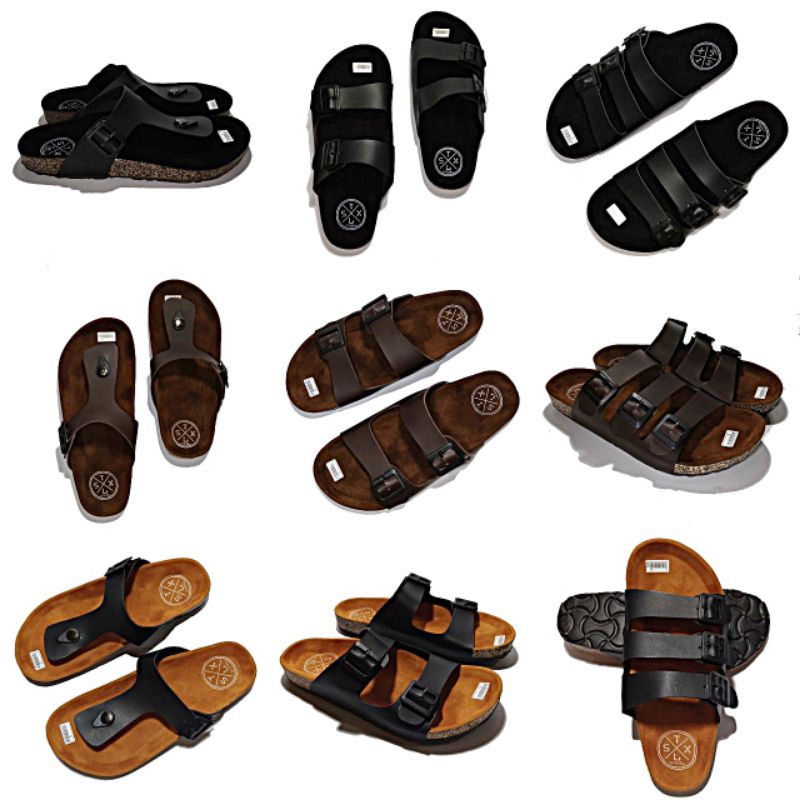 Sandal Pria Casual Keren Kekinian Sendal Slide Slop Selop Cowok Classik Series Kulit Sintetis Anti S