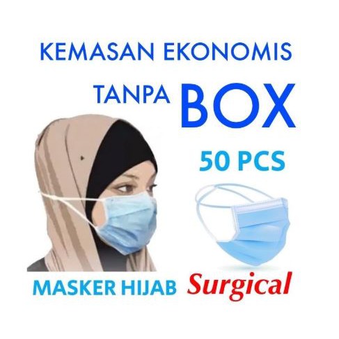 Masker Hijab Surgical Mask 3 ply isi 50 pcs Bersertifikat Tanpa BOX