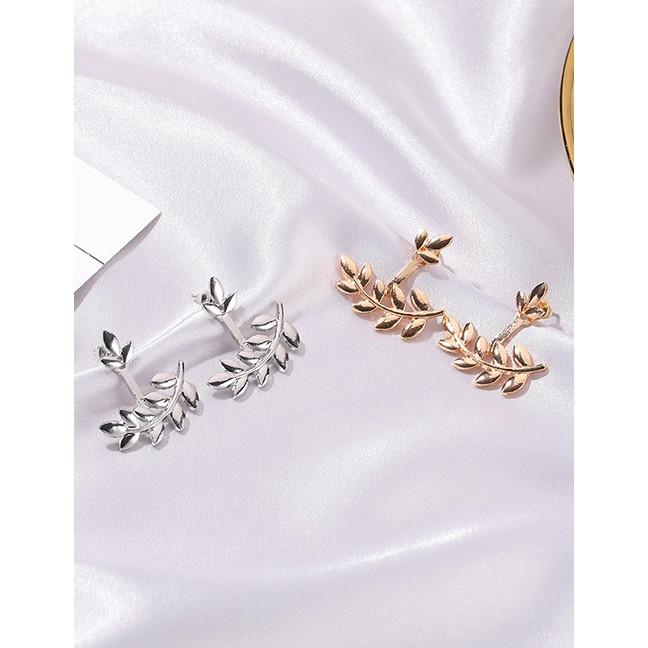 LRC Anting Tusuk Fashion Kc Gold Alloy Leaf Back Hanging Earrings V0297X