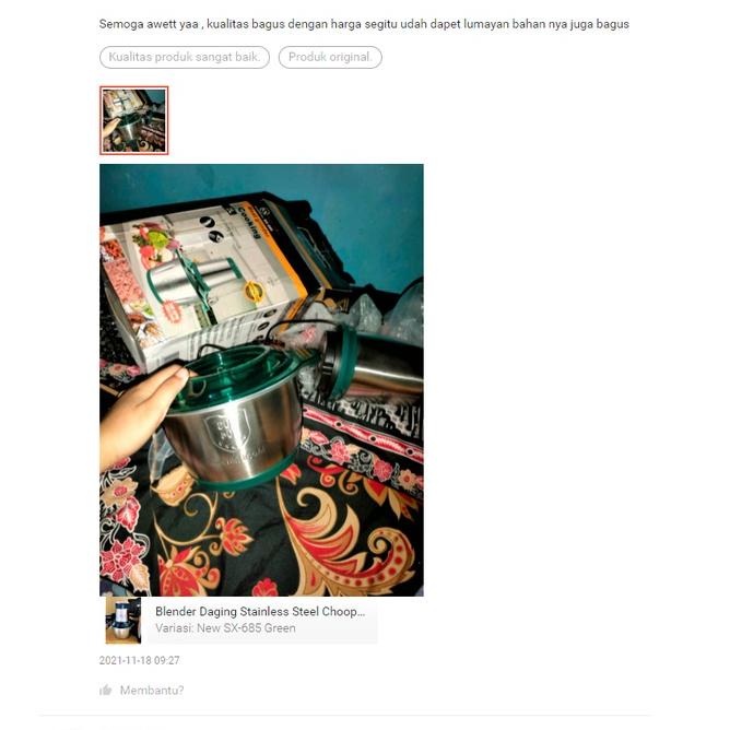 Blender Daging Stainless Steel Chooper SX 685 Penggiling Daging Meat Grinder Coper 2 L Bender Stenli