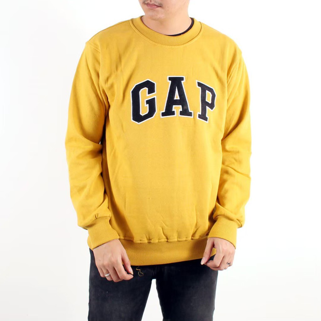 Sweater Crewneck GAP Cream Bordir Fleece Tebal - Sweater Gap Pria|Wanita COD